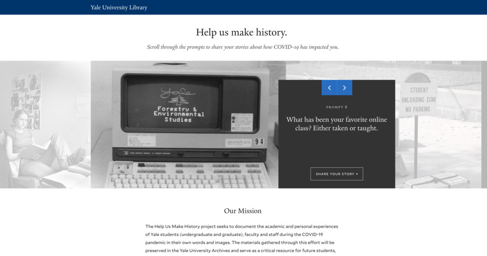 Screenshot of 'Make History' project site